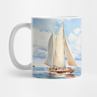 Sailboat on the Sea Watercolor Mug